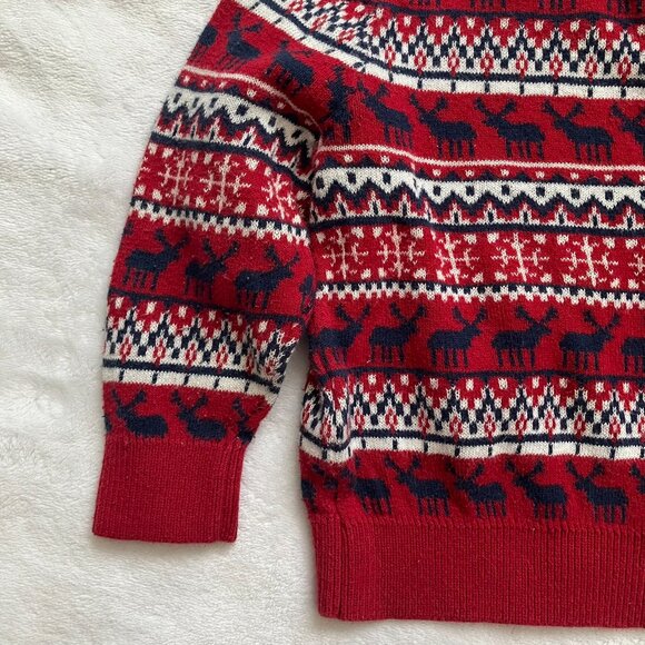 Joe Fresh 6-12M Fair Isle Holiday Sweater Red Navy Reindeer EUC Baby - Picture 9 of 14